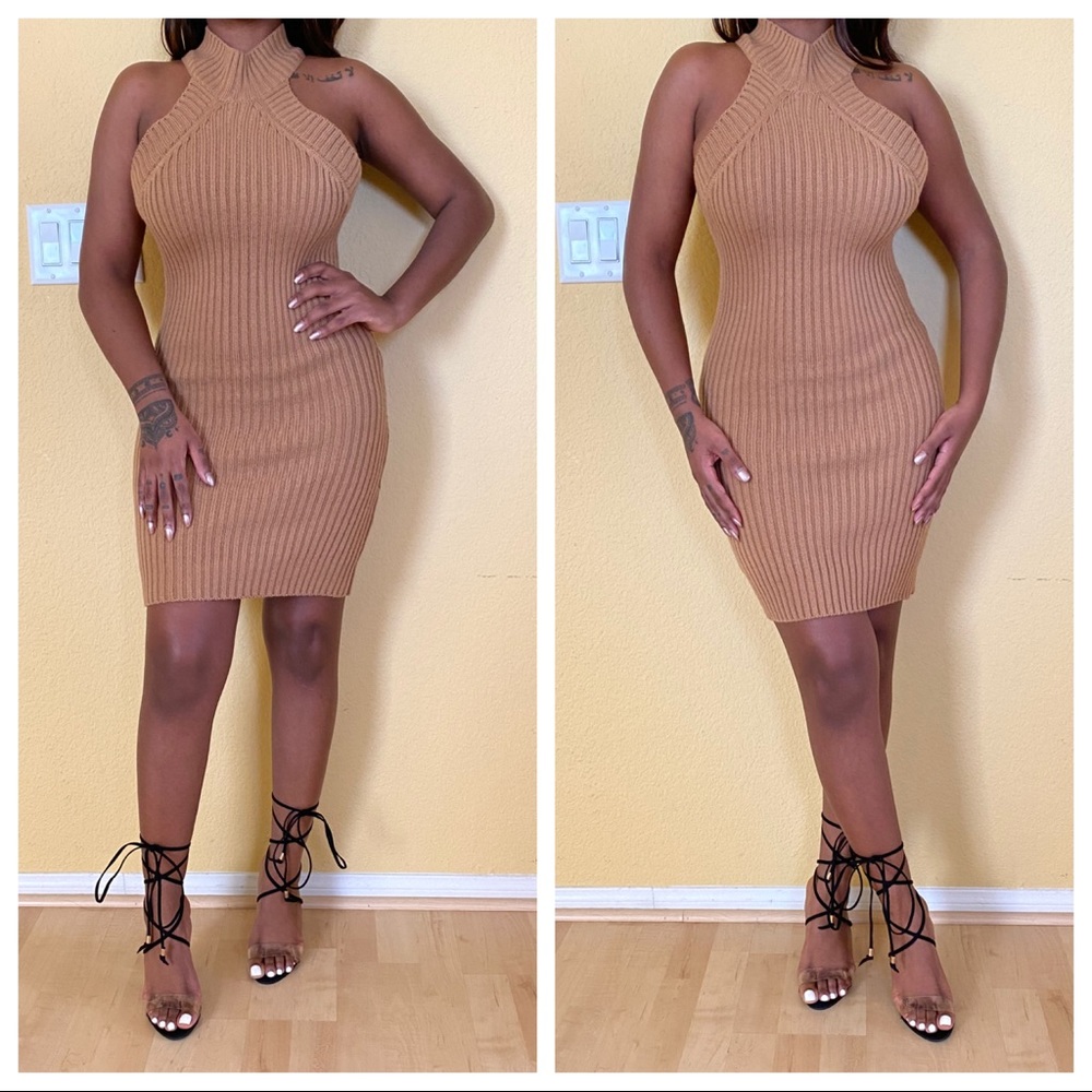 Ribbed Halter Top Mini Dress
